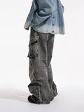 QDBAR Multi-pocket wide leg casual jeans NA1096