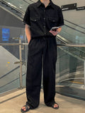 QDBAR No. 11639 Black Denim Button-Up Shi& Lounge Pants 2024 New