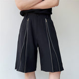 QDBAR Zipper Decoration Straight Five-point Shorts