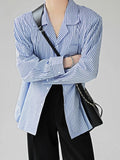 QDBAR [Hoho] Striped Blue Loose Shirt Na1351