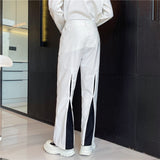 QDBAR Black And White Contrast Cutout Pants