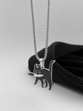 QDBAR Titanium Steel Simple Black Cat Pendant Necklace