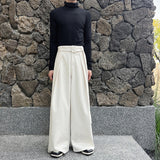 QDBAR Retro Woolen Wide Leg Pants