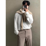 classy outfits men Solid Color Half Turtleneck Men's Spring and Autumn Long-Sleeved T-shirt Bottoming Shirt Korean Style Loose Casual High Sense Autumn Inner Wear Men