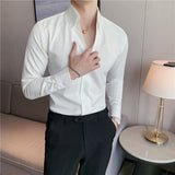 QDBAR V-Neck Solid Color Slim Fit Shirt