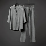 QDBAR Linen Loose Casual Two-Piece Suit