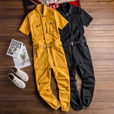 QDBAR Retro Casual Multi-Pocket Short Sleeve Jumpsuits