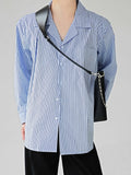 QDBAR [Hoho] Striped Blue Loose Shirt Na1351