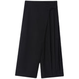 QDBAR Pleated Wide-leg Straight Cropped Trousers