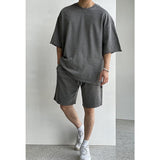 QDBAR No. 9521 Dark Gray Half Sleeve Shi& Shorts 2024 New