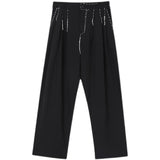 QDBAR Topstitched Decoration Straight-leg Pants