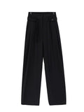 QDBAR [KEN STUDIO] black high-waisted slim straight-leg pants