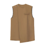 QDBAR Slanted Button Sleeveless Vest