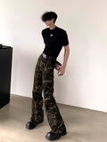 QDBAR 【Autumnwind】camouflage Slim Work Pants Na1370