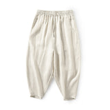 QDBAR Cotton Linen Mid-Rise Baggy Pants