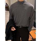 classy outfits men Solid Color Half Turtleneck Men's Spring and Autumn Long-Sleeved T-shirt Bottoming Shirt Korean Style Loose Casual High Sense Autumn Inner Wear Men