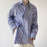 QDBAR Irregular-panel Slanted Striped Shirt