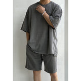 QDBAR No. 9521 Dark Gray Half Sleeve Shi& Shorts 2024 New