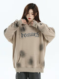 QDBAR [Insstudios] Spray Paint Logo Loose Hoodie Na1634