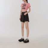 QDBAR No. 3220 Denim Shorts & Pink ShoSleeve 2024 New