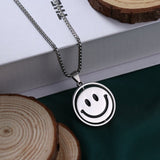 QDBAR Reversible Smiley Sad Face Pendant Necklace