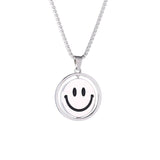 QDBAR Reversible Smiley Sad Face Pendant Necklace