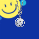 QDBAR Reversible Smiley Sad Face Pendant Necklace