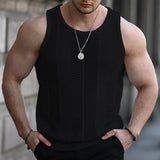 QDBAR Mens Hollow Breathable Shaping Fitness Knitted Tank Top 2024 Summer Daily Casual Slimming Sports Training High Quality Mens Vest