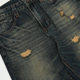 QDBAR Ripped Jeans Men Streetwear Y2k Autumn Slim Casual Fashion Trousers Vintage Blue Flared Distressed Winter Fit Street Denim Pants