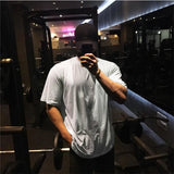 QDBAR Plain Gym Clothing Fitness Mens Oversized T Shirt Outdoor Hip Hop Streetwear Loose Half Sleeve T-shirt Bodybuilding Tee Shirt