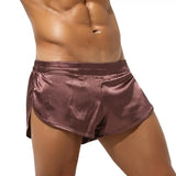 QDBAR Sexy Men's Pajamas Bottoms Shorts Hide Jockstrap Underwear Men Loose Boxers Penis Bag Arrow Panties Soft Silky Men Sleep Bottoms