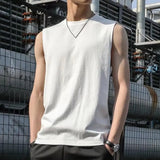 QDBAR Young Men Tank Top Casual Men Summer T-shirt Solid Color Fitness Jogging Men Vest  Daily Wear