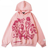 QDBAR Y2k Mens Womens Streetwear Pink Hoodie Sweatshirt Funny Cartoon Graphic Hoodie Autumn Harajuku Anime Hip Hop Hooded Pullover