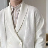 QDBAR Winter Men's Knitted Luxury Buttons Cardigan Sweatercoat Long Sleeve Casual Streetwear Suit Collar Solid Vintage Coat