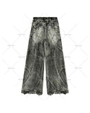 QDBAR Y2K Harajuku Gray Spliced Washed Jeans Men's Gothic Style Street Trend Clothing Retro Loose Wide Leg Pants Autumn Baggy Jeans