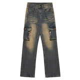 QDBAR Cargo Jeans Men Autumn Y2k Baggy Streetwear Trousers High Street Casual Fashion Straight-leg Pocket Vintage Denim Pants Winter