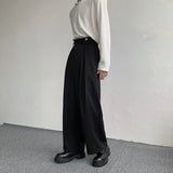 QDBAR  2024 New Black Suit Pants Men Fashion Social Mens Dress Pants Korean Loose Oversized Wide Leg Pants Mens Formal Trousers M-2XL