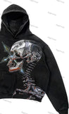 QDBAR New skull print youth clothing sweater European and American style street men and women hip-hop hooded loose top men clothing