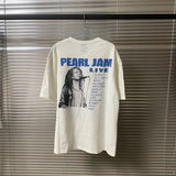 QDBAR PearI Jam Rock Band Washed Cotton Vintage T Shirt Streetwear Vintage Best Quality Graphics Printing KENIJIMA same men clothing