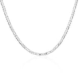 QDBAR 925 Silver 4mm Figaro Chain Necklace For Women Men Long Necklace Hip Hop Jewelry Gift