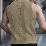 QDBAR Mens Hollow Breathable Shaping Fitness Knitted Tank Top 2024 Summer Daily Casual Slimming Sports Training High Quality Mens Vest