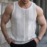 QDBAR Mens Hollow Breathable Shaping Fitness Knitted Tank Top 2024 Summer Daily Casual Slimming Sports Training High Quality Mens Vest