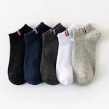 QDBAR 5 Pairs Summer Cotton Man Socks Fashion Breathable Sports Boat Sock Comfortable Deodorant Socks Casual Ankle Sock Male