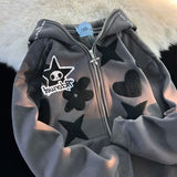 QDBAR 2024 Fall Fashion 2024 New Kawaii Zip Up Hoodie Women Y2K Oversized Harajuku Star Patchwork Sweatshirt Man Anime Hoodie Jacket Coat Streetwear