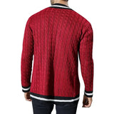 QDBAR Men's Fashion Colorblock Cardigan Long Sleeve V-Neck Knit Sweater Spring Autumn Single Breasted Harajuku Knitted Sweater Men