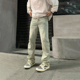 QDBAR Jeans for Men Y2k Streetwear Summer Fit Trousers Street Autumn Simple Solid Color Casual Distressed Vintage Slim Denim Pants