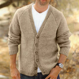 QDBAR Vintage Sweater Cardigan Mens New Spring Casual Buttoned V Neck Knit Jacket for Men Winter Fashion Knitting Coats Men's Knitwear