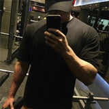 QDBAR Plain Gym Clothing Fitness Mens Oversized T Shirt Outdoor Hip Hop Streetwear Loose Half Sleeve T-shirt Bodybuilding Tee Shirt