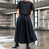 QDBAR  Japan Streetwear Fashion Loose Casual Wide Leg Pant Men Punk Hip Hop Gothic Skirt Pants Black Harem Trousers Genderless Clothes