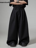 QDBAR Spring Autumn Oversized Long Black Flowy Baggy Wide Leg Pants for Mens Streetwear Loose Casual Soft Trousers 2024